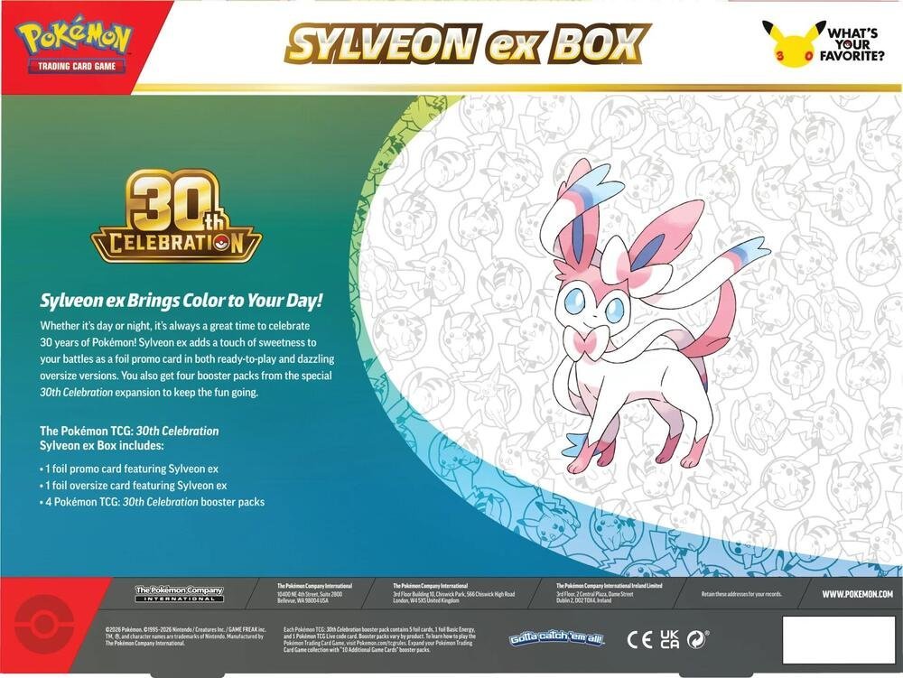 (Preorder) Pokémon 30th Celebration Sylveon ex Box – ME: 30th Celebration