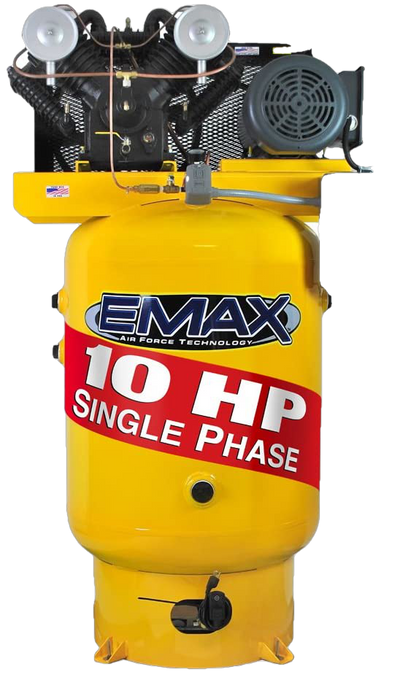 EMAX EP10V080V1 Industrial Plus 10 HP 1-Phase 80 gal. Vertical Electric Air Compressor w/ Pressure Lubricated Pump New