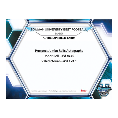 2023 Bowman University Best Football Breaker’s Delight Box
