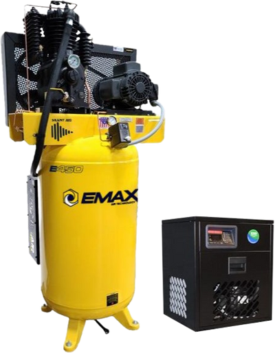 EMAX ESP05V080I1PK Industrial Plus Series 80 Gal. 5 HP 1-Phase Two Stage Silent Air Electric Air Compressor with 30 CFM Dryer New